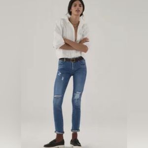 Pilcro Slim Boyfriend Crop Distressed Blue Denim Jean Women's Sz 29
